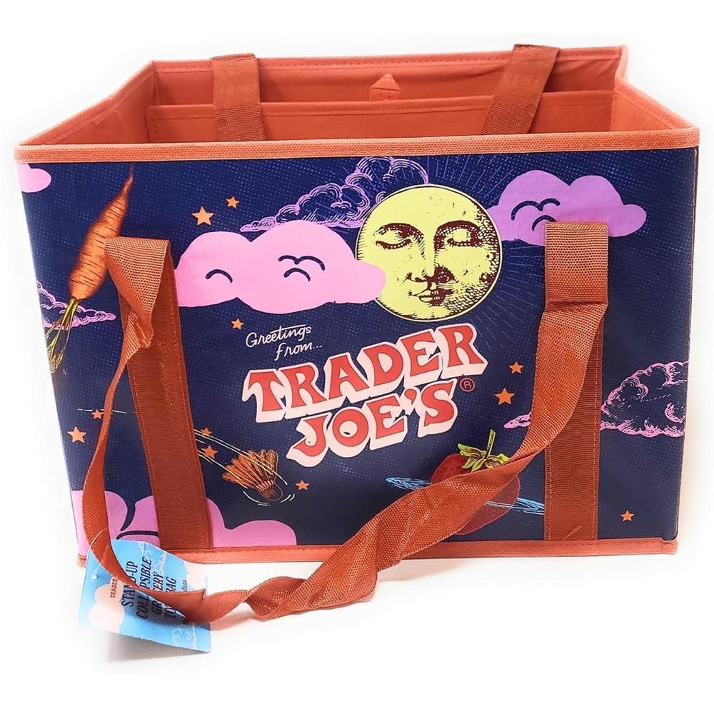 Trader Joes Limited Edition Stand-Up Collapsable Grocery Tote NWT